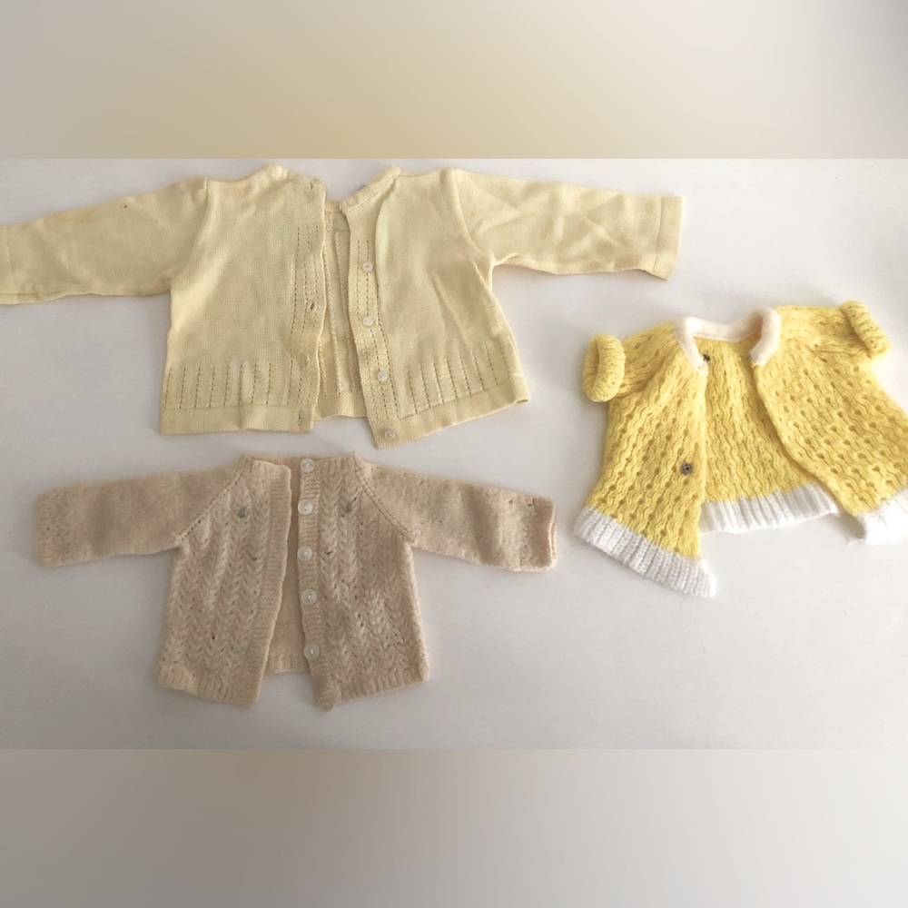 ⚡️3 FOR $14⚡️Newborn and Dolls Vintage 60s Handknit Cardigan Sweaters